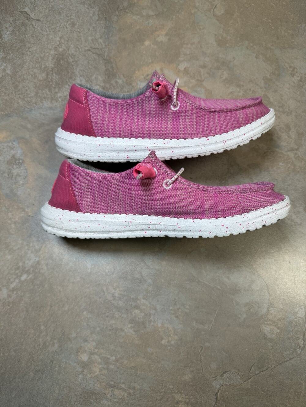 Bright Pink Hey Dude Wendy Stretch Canvas Women’s Shoe Size 7